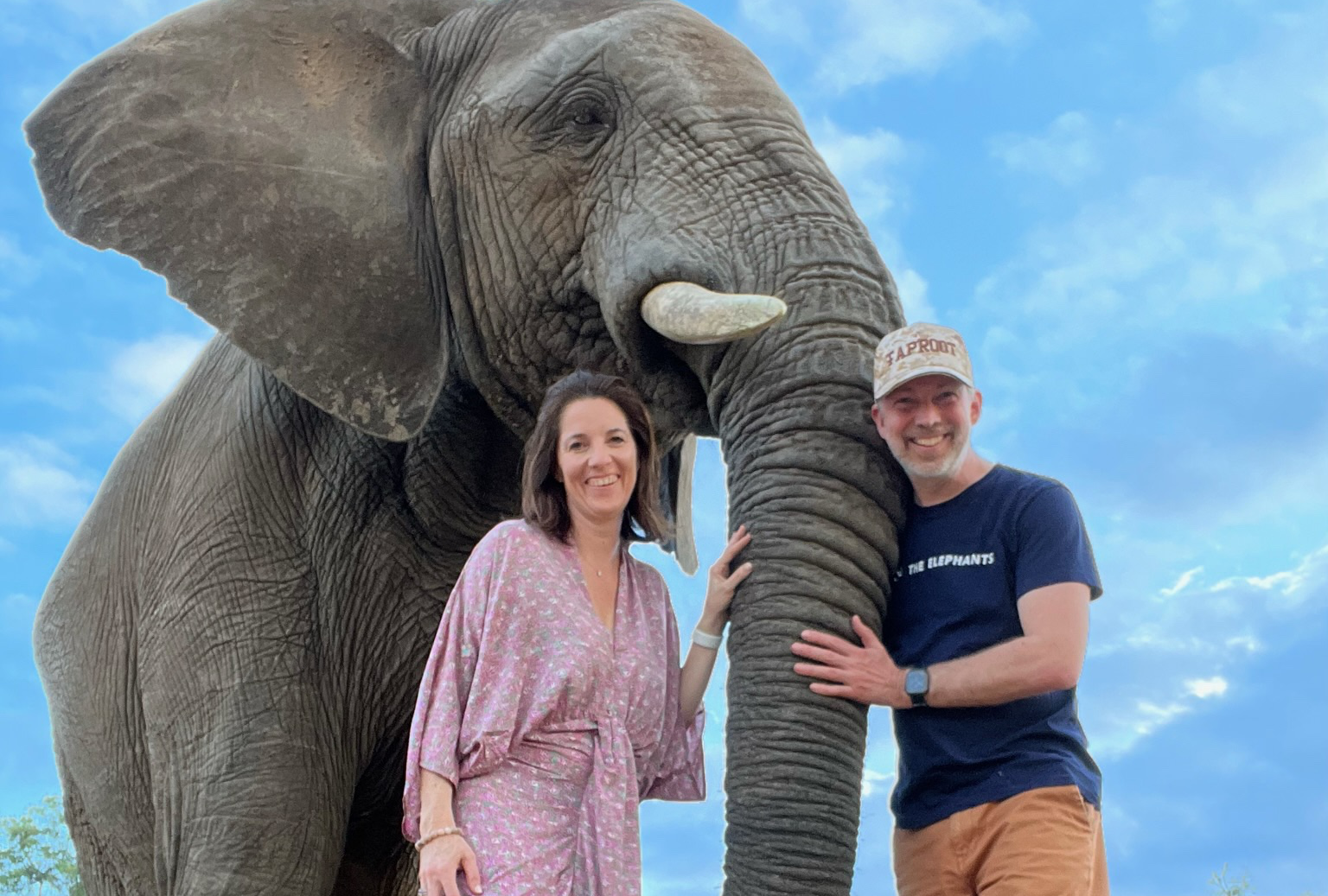 Helen and Ben with elephants
